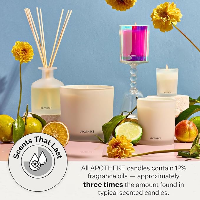 Apotheke 3-Wick Scented Candles for Home, Bergamot Tangerine - 26 oz Soy Wax Aromatherapy Jar Candle with Perfume-Grade Essential Oils - Gift for Women & Men - Bergamot, Tangerine & Sweet Dahlia