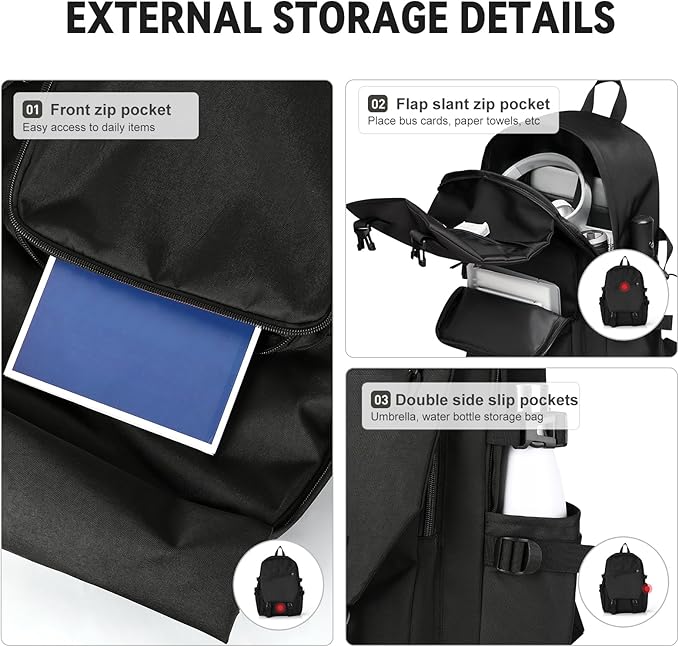 coowoz Casual Daypack Large upgraded version College Laptop Backpack for Men Women Water Resistant Lightweight School Bag Travel Rucksack for Sports High School Middle Bookbag for girls Size L(Black)