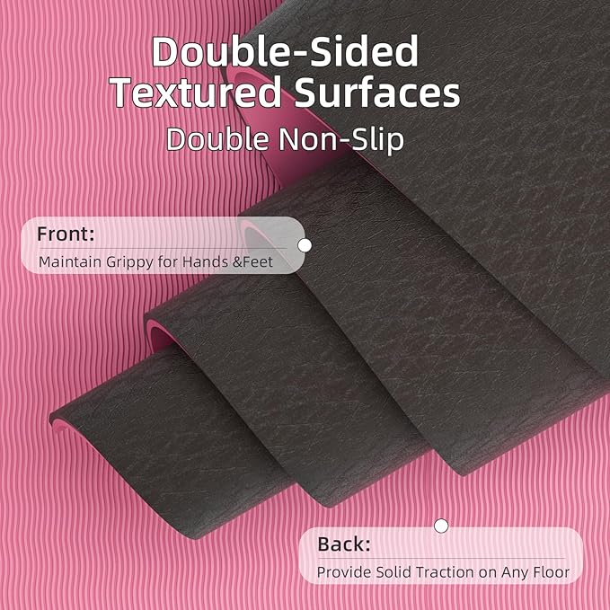 Yoga Mat Non Slip, Anti-Tear 1/4 Thick TPE Yoga Mats for Women and Men, a stylish and practical dual-tone yoga mat.72"x24" Exercise & Fitness Mat with Carrying Strap, Workout Mats for Yoga, Pilates and Floor Exercise