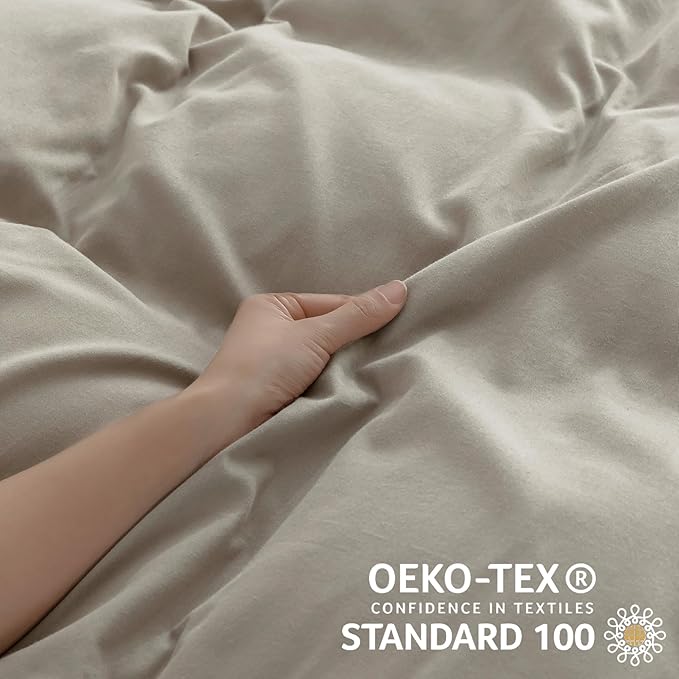 JELLYMONI Cotton Duvet Cover Full Size - 100% Washed Cotton Linen Like Textured Comforter Cover, 3 Pieces Lightweight Soft Bedding Set with Zipper Closure (Linen Grey, Full 80"x90")