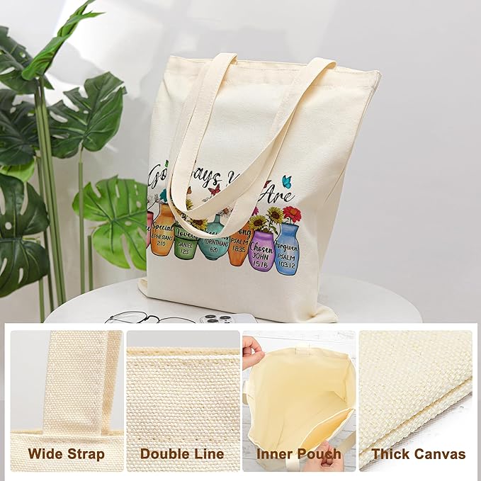 Tote Bag for Women, Canvas Tote Bag with Pockets,Canvas Shopping Bags,Reusable Grocery Bags