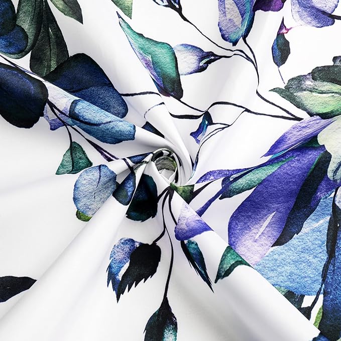 Gibelle Long Shower Curtain 72 x 78, Green Eucalyptus Leaves Shower Curtain, Watercolor Floral Plant Bathroom Curtains Shower Set with Hooks