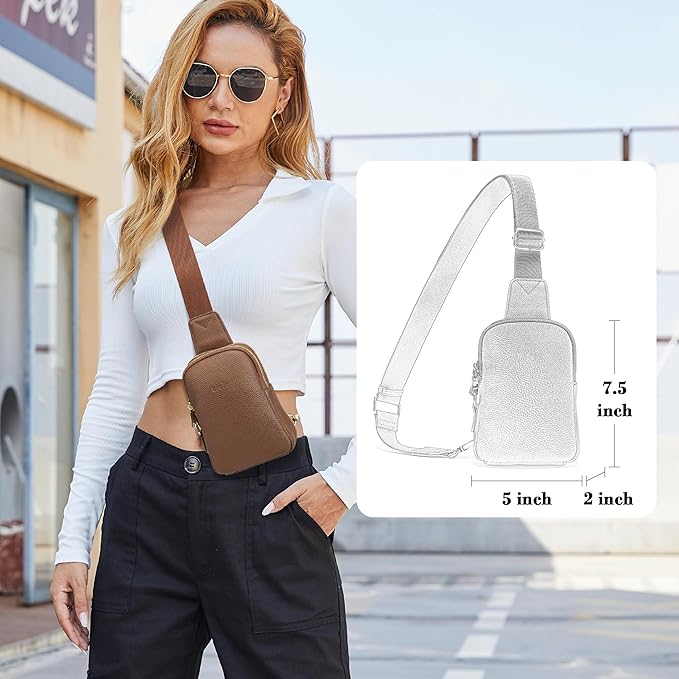 INICAT Travel Small Sling Bag Leather Crossbody Bags for Women Fanny Packs Cross Body Bag for Woman Cross Body Purses