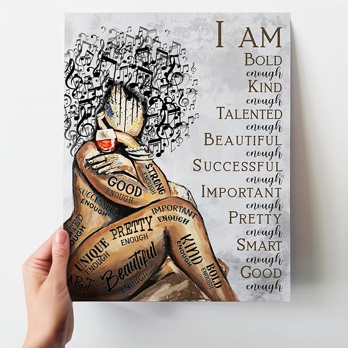 Black Woman Art Wall Decor 11x14 - African American Wall Art - Inspirational Prints - Empowering Print for Women Bedroom - Motivational Black Girl Artwork - Positive Quotes Decor