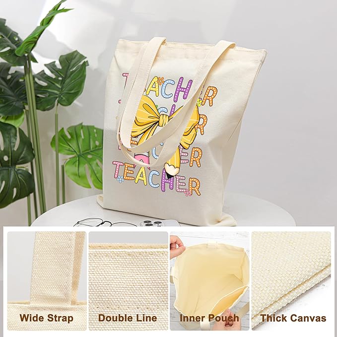 Tote Bag for Women, Canvas Tote Bag with Pockets,Canvas Shopping Bags,Reusable Grocery Bags