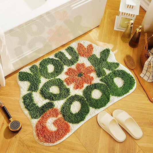 You Look Good Bath Mat, Fun Bathroom Rug,Green Bathroom Mat Cool Rugs for Bedroom Non Slip Microfiber Plush Cool Rugs for Bedroom Washable Absorbent for Bathtub 21"x25"