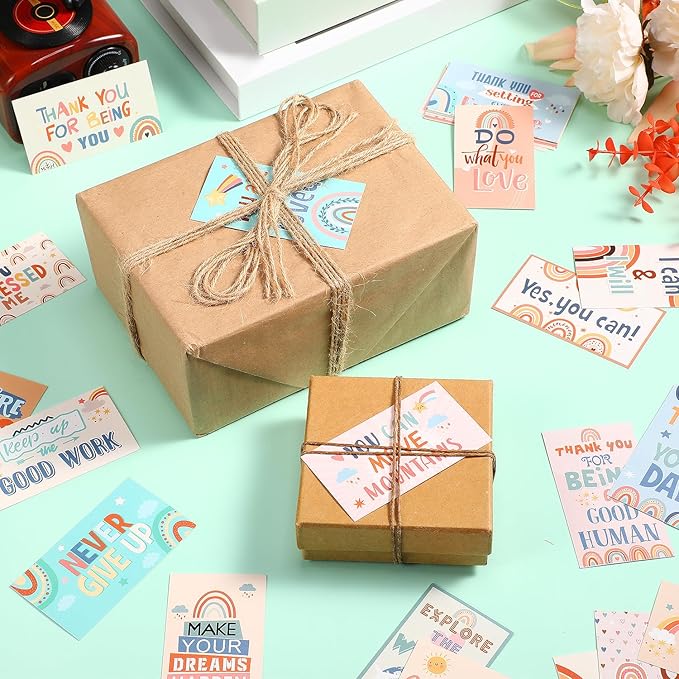 Outus 120 Pcs Motivational Encouragement Quote Cards Inspirational Kindness Appreciation Gratitude Business Cards Encouragement Mini Note Cards, 30 Styles, 3.5 x 2 Inch(Rainbow Style)