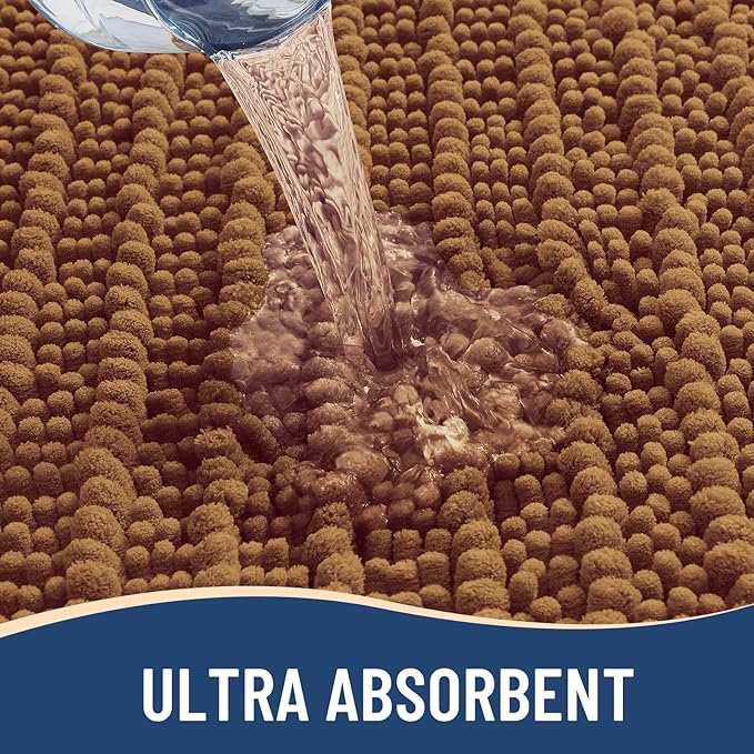 Arotive Luxury Chenille Bathroom Rug Mat, Extra Soft Thick Absorbent Shaggy Bath Rugs, Non-Slip Machine Wash Dry, Plush Bath Mats for Bathroom, Shower and Tub, 30x20, Ochre