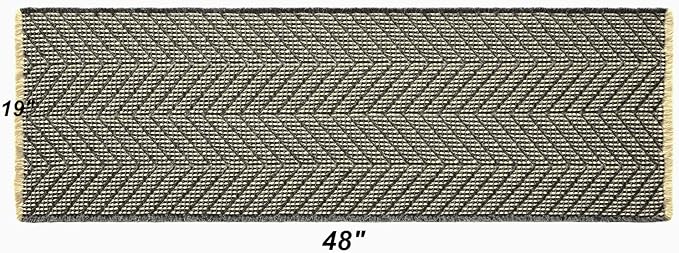 Bath Rugs Boho Bath Mat,Upgraded Waffle Bath mat,Super Absorbent Non Slip Bath Rugs,Machine Washable Rugs for Shower Room, Rubber Backing Bath Mats, Ultra Soft,Bluish Grey & Yellow,19"*48"