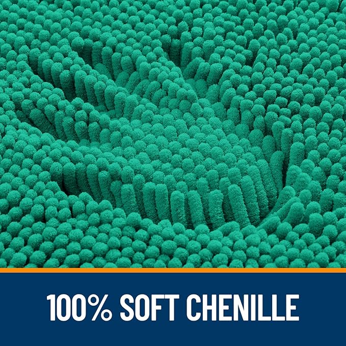 OLANLY Bathroom Rugs 30x20, Extra Soft Absorbent Chenille Bath Rugs, Rubber Backing Quick Dry, Machine Washable Bath Mats for Bathroom Floor, Tub and Shower, Home Decor Accessories, Emerald