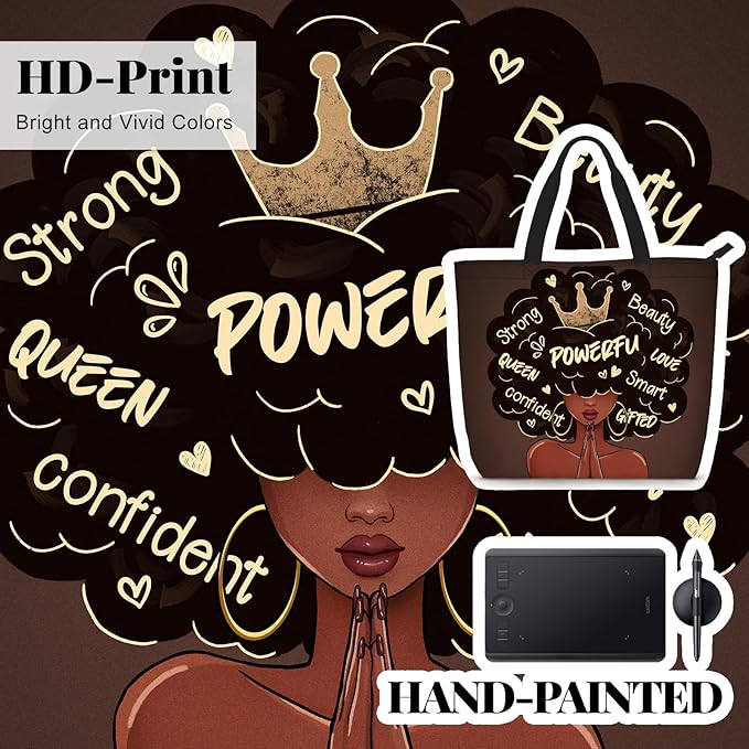 African American Black Women Tote Bag Black Girl Magic Shoulder Handbag For Work Travel Beach Shopping