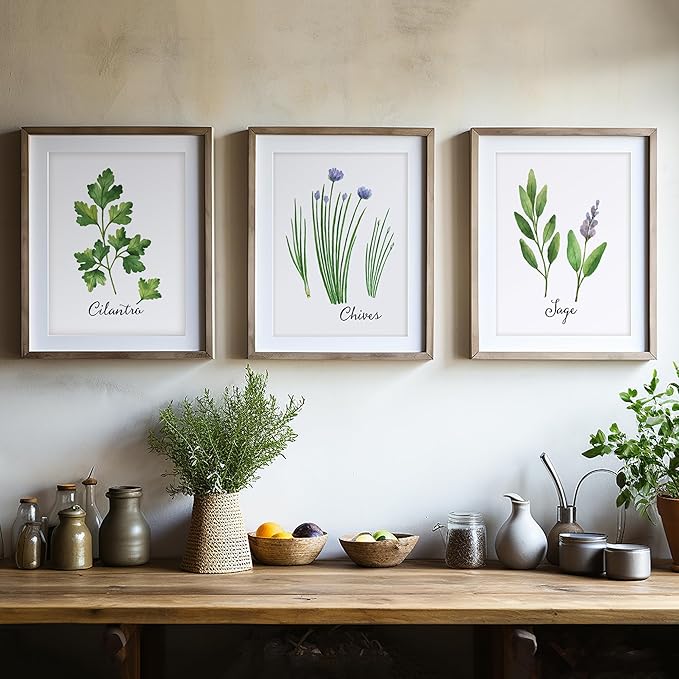 Kitchen Wall Decor Art Prints - Botanical Prints - (Set of 6) - Unframed - 11x14 | Flower Wall Décor | Kitchen Wall Décor | Vintage Wall Décor | Botanical Wall Art | Aesthetic Wall Décor
