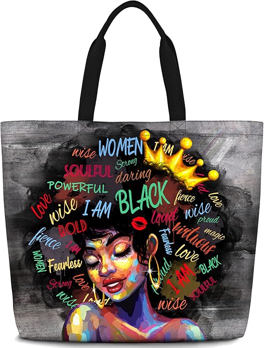 IAGM Women Tote Bags African American Woman Shoulder Bag Afro Black Girl Magic Satchel Handbags For Shopping,Work,Grocery,Gym