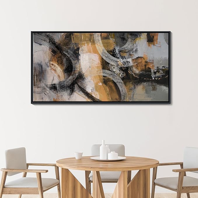 KLAKLA Large Canvas Abstract Wall Art for Living Room-Pictures for Living Room, Modern Art Wall Decor, Office Wall Art, Orange, Gray & Yellow Artwork, Bedroom Decor 29×58IN