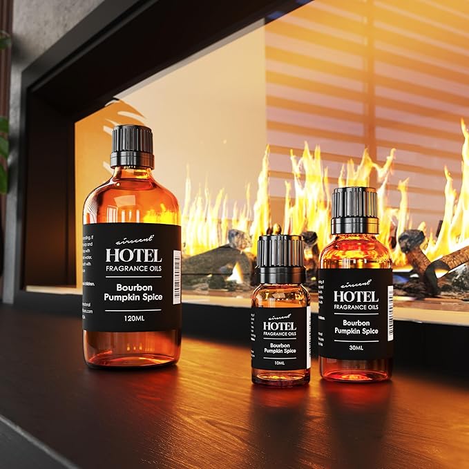 AirScent Bourbon Pumpkin Spice Holiday Diffuser Oil - Premium Holiday Fragrance Oil for Ultrasonic and Waterless Diffusers and Crafting - 30ml, 1 fl oz Glass Dropper Bottle