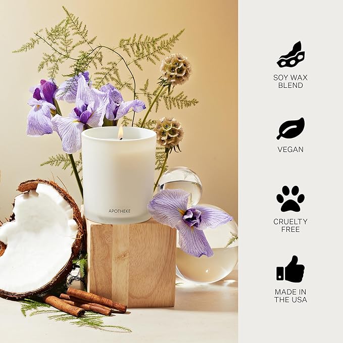 Apotheke 3-Wick Scented Candles for Home, Tonka Oak - 26 oz Soy Wax Jar Candle Gift for Women - Long-Lasting Fragrance with Perfume-Grade Essential Oils - Almond, Cardamom, Tonka Bean & Sandalwood