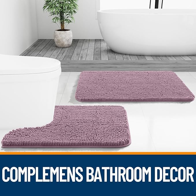 OLANLY Bathroom Rugs 36x24, Extra Soft Absorbent Chenille Bath Rugs, Rubber Backing Quick Dry, Machine Washable Bath Mats for Bathroom Floor, Tub and Shower, Home Decor Accessories, Deep Plum