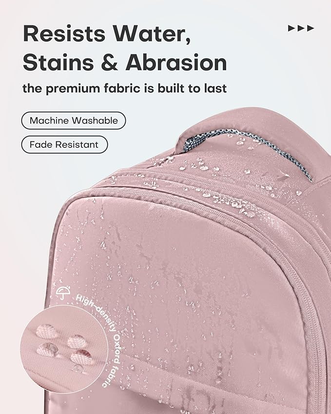 HOTOR Travel Backpack - Flight Approved Travel Bag for Men and Women, Carry on Luggage for 15.6" Laptop and Travel Essentials for Work, Business, Weekender, College 12.8"x8.3"x18.5" (Pink)