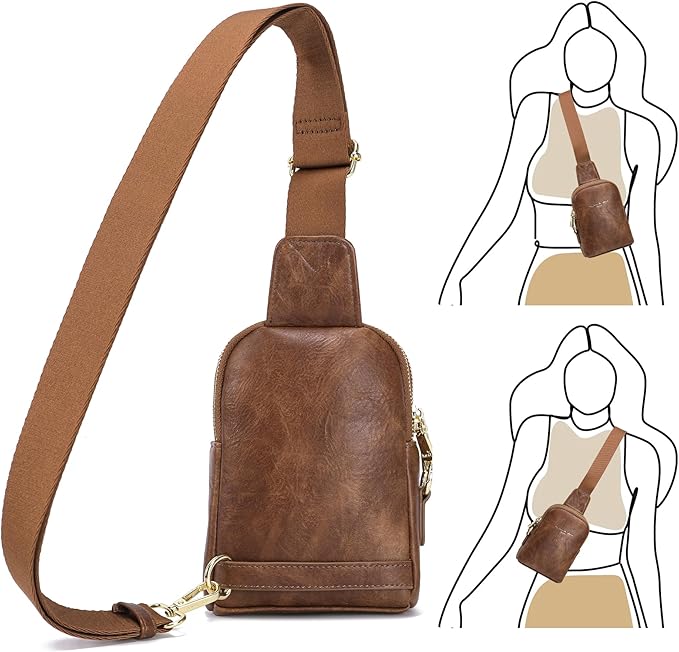 INICAT Travel Small Sling Bag Leather Crossbody Bags for Women Fanny Packs Cross Body Bag for Woman Cross Body Purses