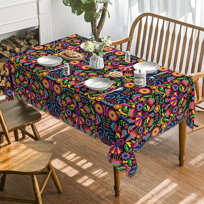 Horaldaily Mexico Tablecloth 60x120 Inch Rectangular, Halloween Cinco De Mayo Fiesta Washable Seasonal Table Cover for Party Picnic Dinner Decor