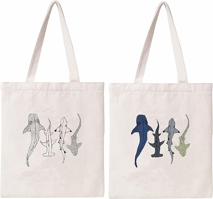 Shark Tote Bag Ocean Animal Canvas Bag Cute Cotton Canvas Tote Bag for Women Gift Resuable Grocery Bag Shopping Beach Shoulder Bag