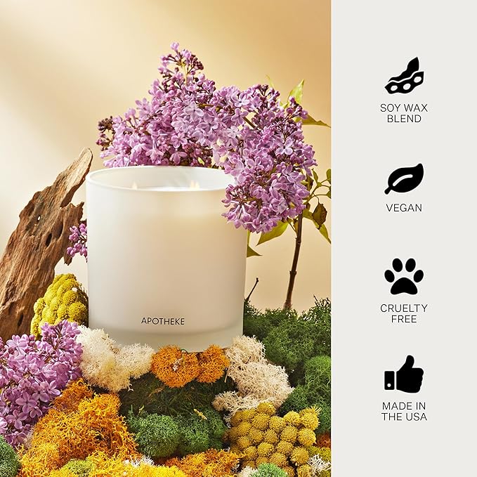Apotheke 3-Wick Scented Candles for Home, White Vetiver - 26 oz Soy Wax Jar Candle Gift for Women - Long-Lasting Fragrance with Perfume-Grade Essential Oils - Sandalwood, Eucalyptus & Vetiver