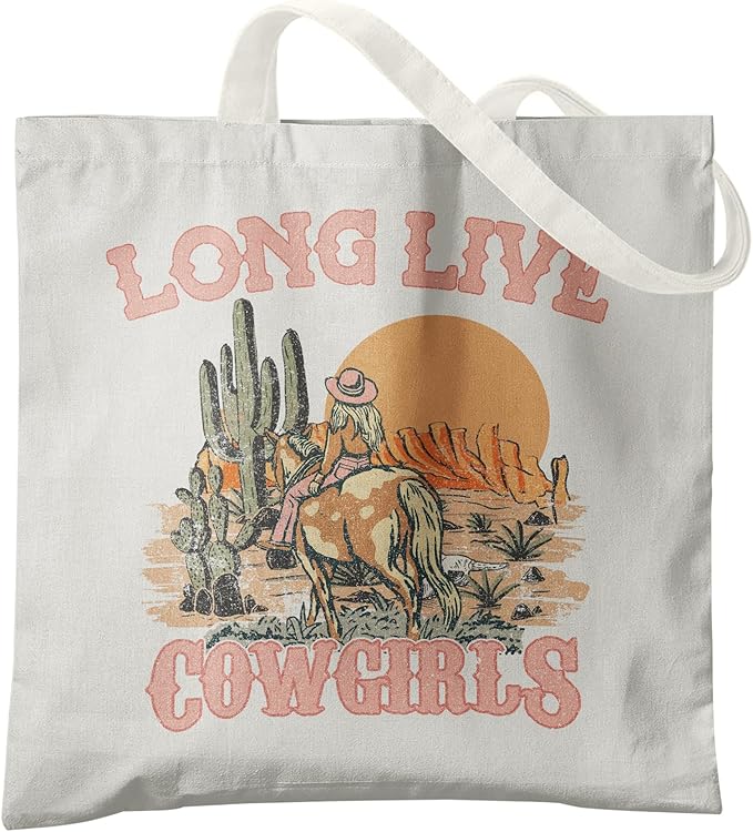 Western Cowgirl Canvas Tote Bags, Country Cowgirl Gift, Shopping Bagss, Aesthetic ToteBag for Women