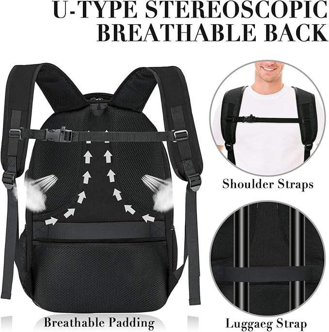 BIKROD 45L Extra Large Travel Laptop Backpack for Men and Women, Carry on Back Pack with USB Charging Port Fit 18.4 IN Laptop, Black, Gift