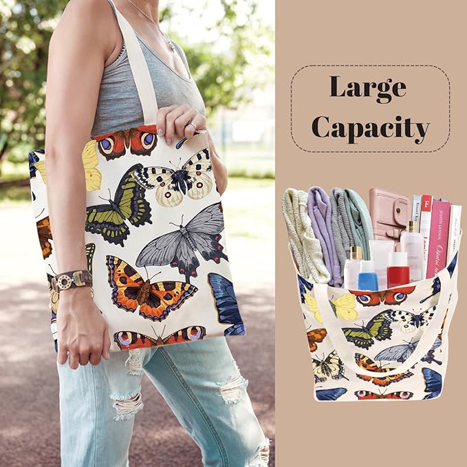 Tote Bag for Women, Canvas Tote Bag with Pockets,Canvas Shopping Bags,Reusable Grocery Bags