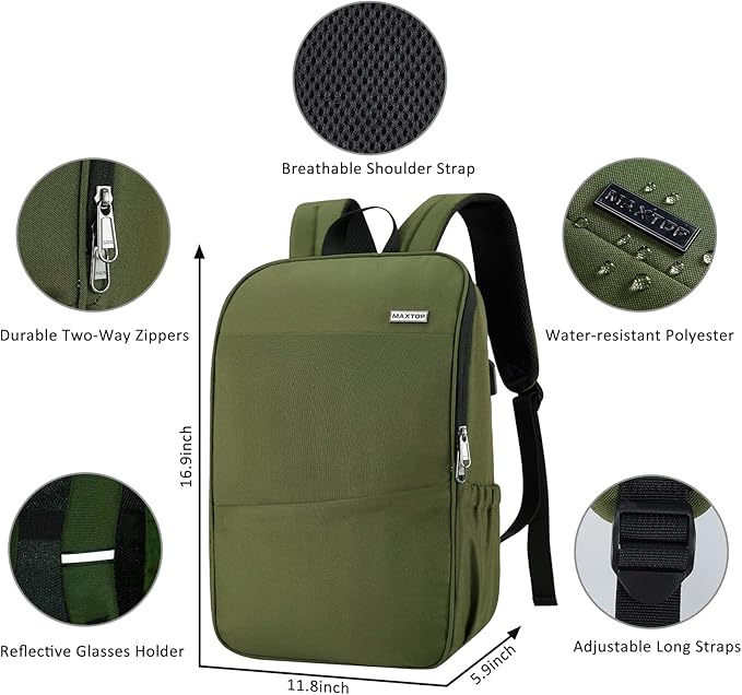 MAXTOP Deep Storage Laptop Backpack with USB Charging Port[Water Resistant] College Computer Bookbag Fits 16 Inch Laptop