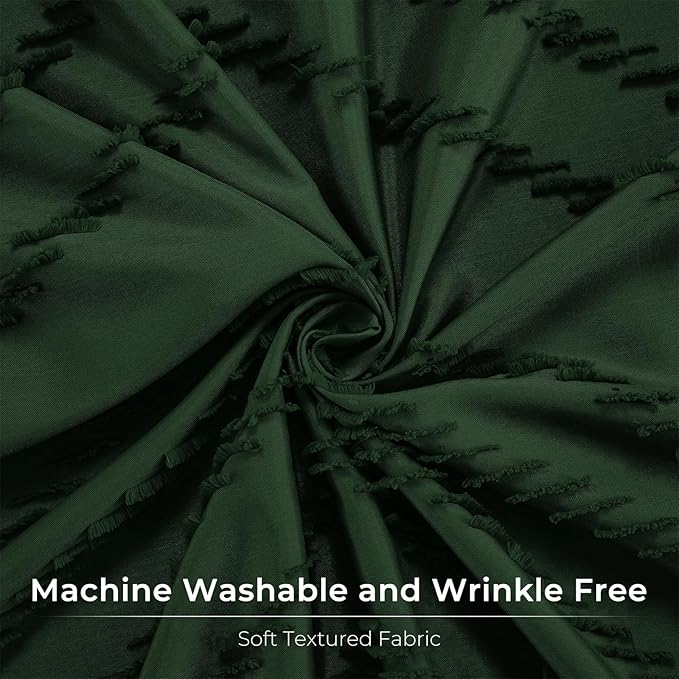 78inch Extra Long Dark Green Boho Shower Curtain Woven Fabric Shower Curtain Tufted Chervon Textured Shower Curtains Modern Minimalist Shower Curtains for Bathroom