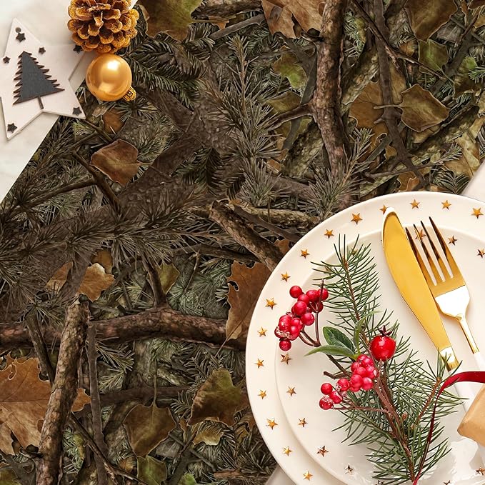 Camo Table Runner Seasonal Spring Fall Kitchen Dining Linen Table Decoration for Indoor Outdoor Home Party Dinner 13x72 Inch