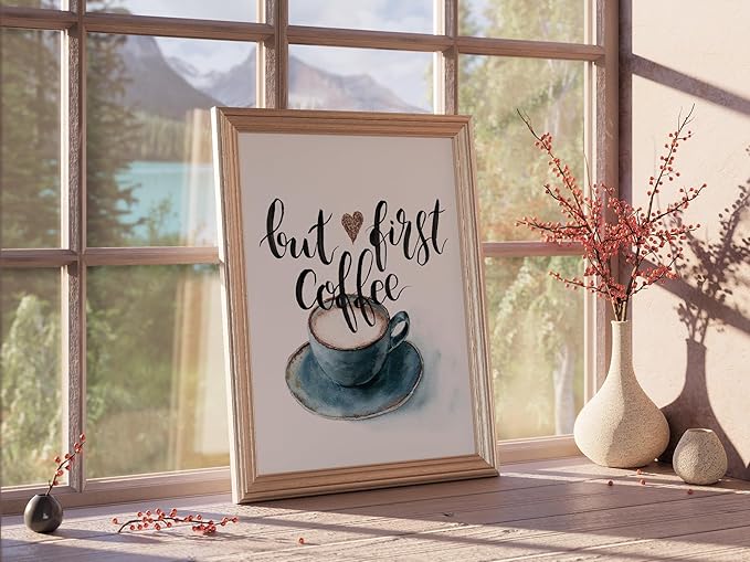 But First Coffee Wall Art Print - Unframed - 8x10 | Kitchen Wall Art | Room Dcor Aesthetic | Office Wall Dcor | Kitchen Wall Dcor