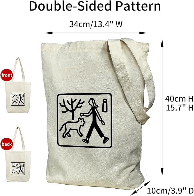 Canvas Tote Bag for Women, Aesthetic Tote Bag with Zipper Pocket for Grocery Travel Work Gift, Canvas Shopping Bag