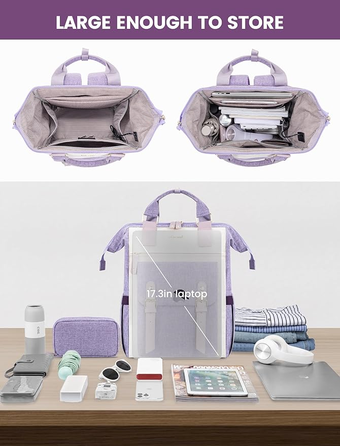 LOVEVOOK Backpack for Women, Teacher Bag Work Travel Backpack, Stylish College Laptop Backpack Purse, Business Computer Laptop Bag Nurse Bags, Casual Daypack, 17 Inch