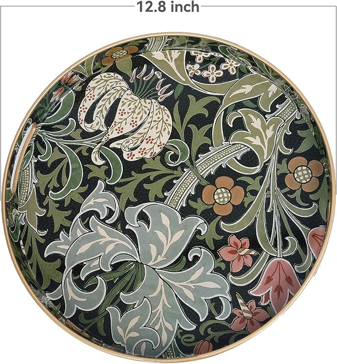 Round Coffee Table Trays, Serving Tray with Handles for Ottoman Coffee Table, Large Tray for Living Room Modern