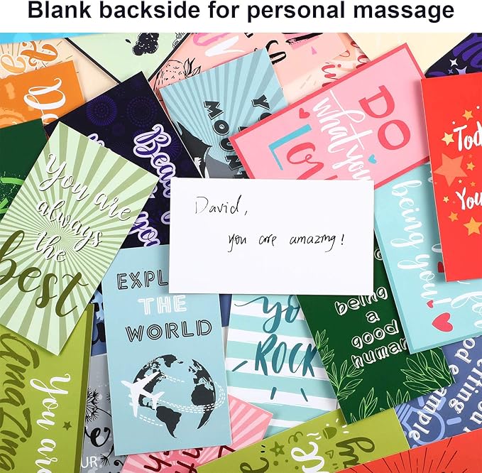 Outus 120 Pcs Motivational Encouragement Quote Cards Inspirational Kindness Appreciation Gratitude Business Cards Encouragement Mini Note Cards, 30 Styles, 3.5 x 2 Inch(Bright Style)