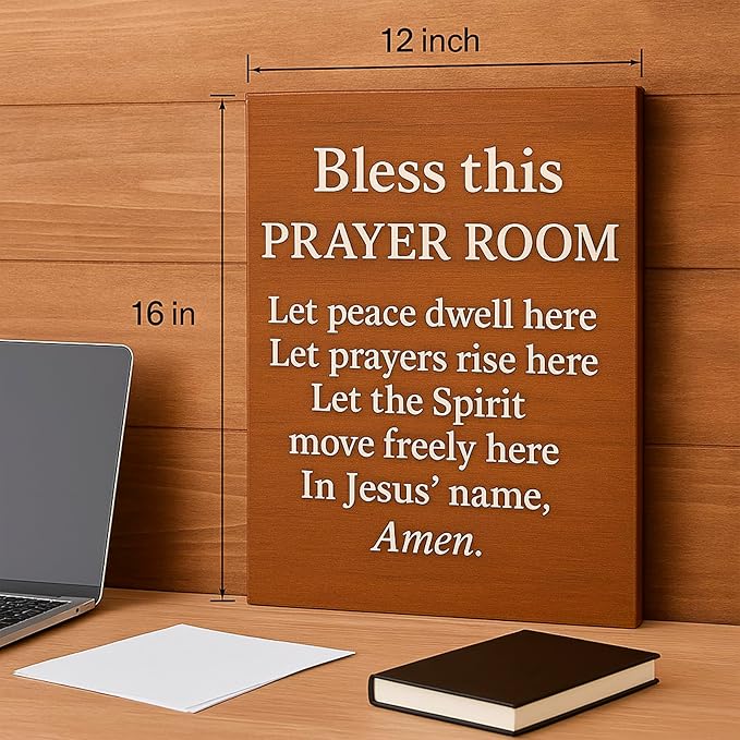 Bless This Prayer Room Canvas Print – Christian Blessing Wall Art Sign, 12x16 inch Faith Room Decor for Home Chapel, Meditation Space, and Prayer Corners