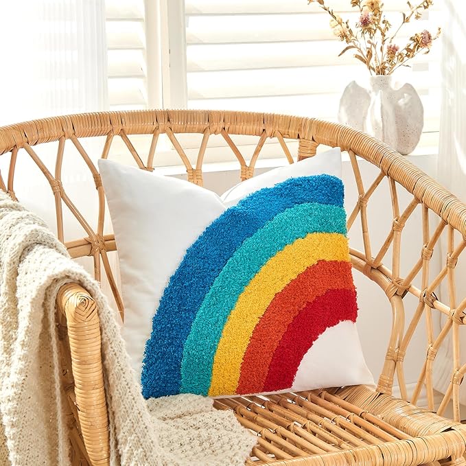 lifein 18x18 Pillow Covers-Throw Pillow Cover,Tufted Boho Jacquard Pillow Covers,Farmhouse Decorative Pillow Cover,Pillow Cases for Gift,Couch,Sofa,Bed,Chair,Living Room,Home Decor(18x18inch)