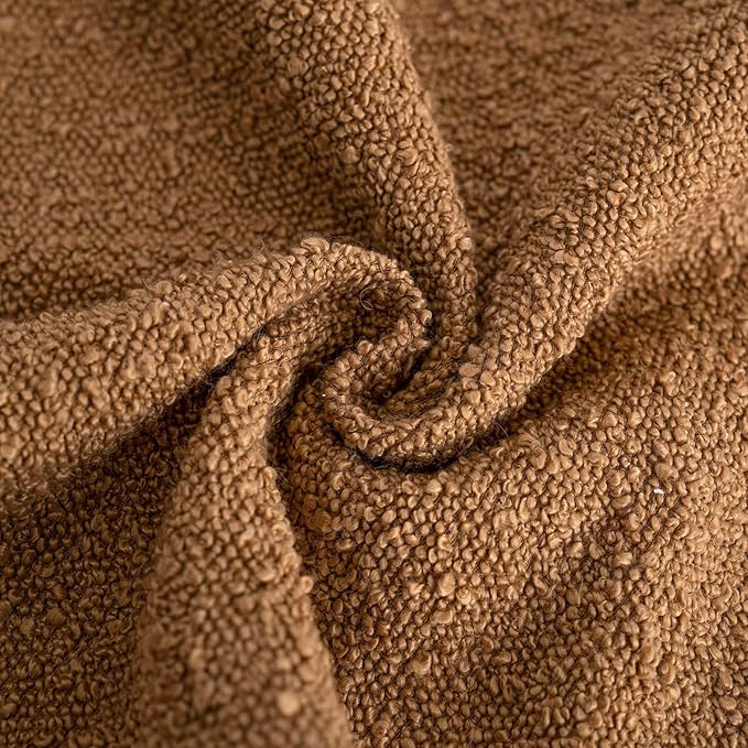 Foindtower Set of 2, Decorative Textured Boucle Throw Pillow Covers Accent Solid Pillow Cases Neutral Soft Couch Cushion Case for Chair Sofa Bedroom Living Room Home Decor 16 x 16 Inch Rust Tobacco