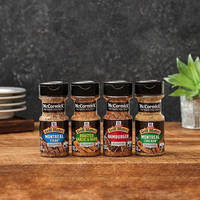 McCormick Grill Mates Spices, Everyday Grilling Variety Pack (Montreal Steak, Montreal Chicken, Roasted Garlic & Herb, Hamburger), 4 Count