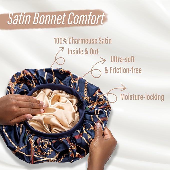 Satin Bonnet Adjustable Sleeping Silk Bonnet Black Women Men Double Layer Satin Silk Sleep Cap Hair Wrap Large Curly Hair