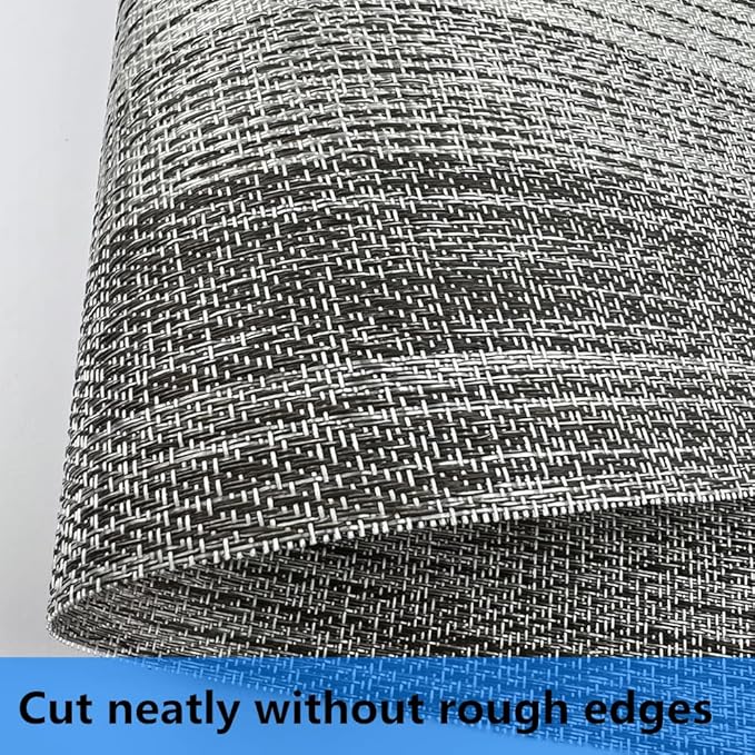 Placemat,Blending Color Durable Woven Vinyl Placemat Washable Heat-Resistant Anti-Skid Kitchen Dining Table Mats (Set of 4, Gray with Silver)