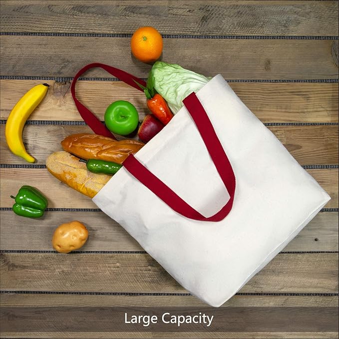 TOPDesign 2-Pack Canvas Tote Bags with Magnetic Snap, Reusable Grocery Shopping Bags, DIY Your Creative Designs