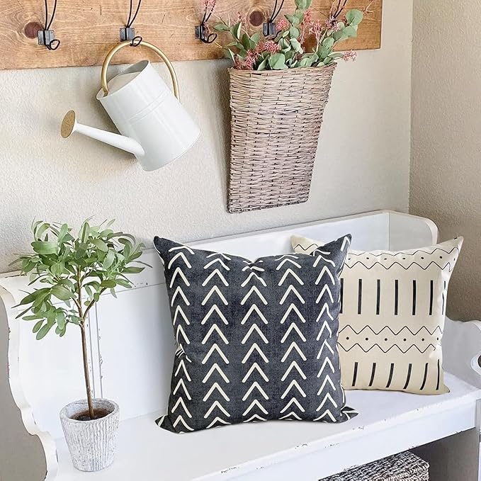 YCOLL Pillow Covers 16x16 Set of 4, Modern Sofa Throw Pillow Cover, Decorative Outdoor Linen Fabric Pillow Case for Couch Bed Car, Rustic Gray