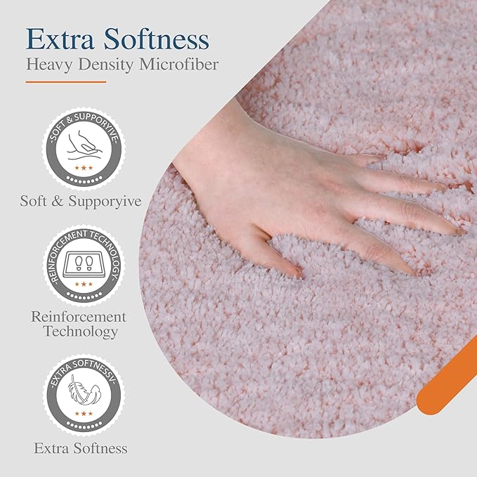 Walensee Large Bathroom Rug (24 x 48, Dusty Pink) Extra Soft and Absorbent Shaggy Bath Mat Machine Washable Microfiber Non Slip Luxury Floor Mat