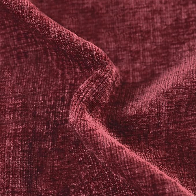 CaliTime Throw Pillow Covers Decorative 22 X 22 Inches Pack of 2 Cozy Chenille Cushion Cases for Couch Sofa Bed Living Room Home Burgundy