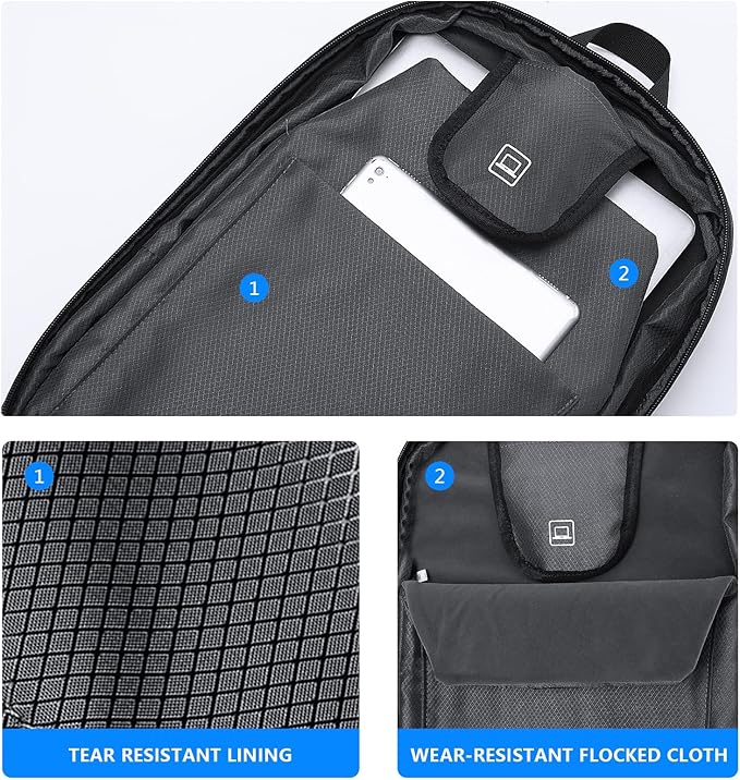 FENRUIEN Anti Theft Laptop Backpack for Men, Expandable Water Resistant Hardshell Backpack with USB Port, Black Business Travel Computer Bag 15.6 Inch