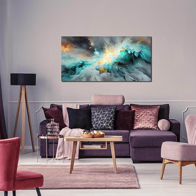 LAOTOART Abstract Posters Home Wall Decor for Living Room - Modern Teal Wall Art for Bedroom Office Decor Size 20" x 40"
