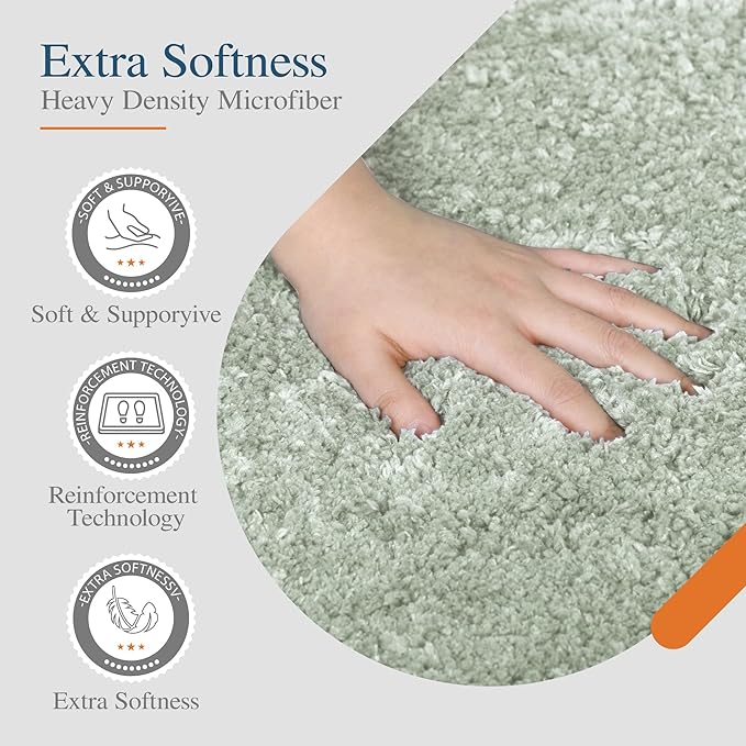 Walensee Large Bathroom Rug (24 x 72, Pale Green) Extra Soft and Absorbent Shaggy Bath Rug Machine Washable Microfiber Bath Mat Non Slip Bath Mat, Luxury Bathroom Floor Mats